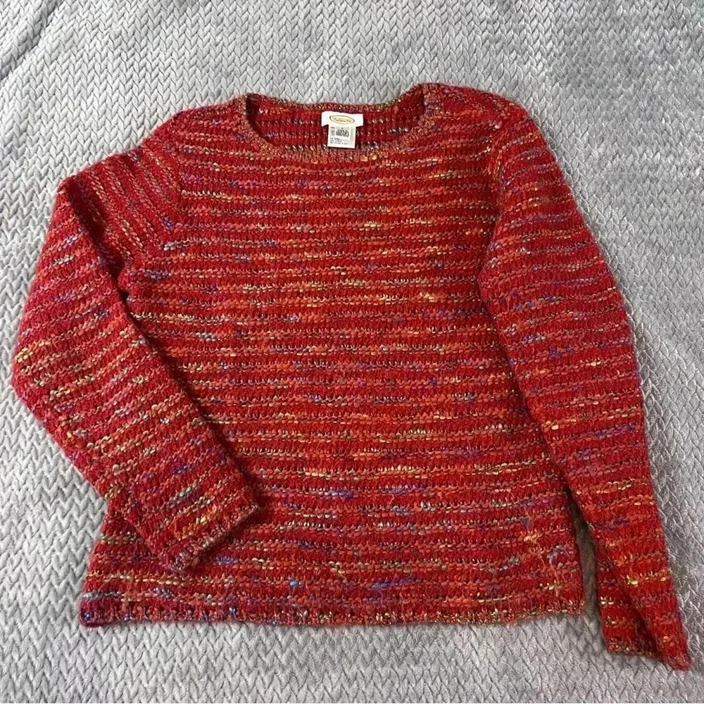 Vintage Talbots Burnt Orange Women’s L pullover sweater knit crochet grannycore